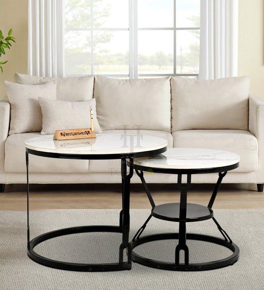 HT Modern Black Coffee Table with Metal Frame