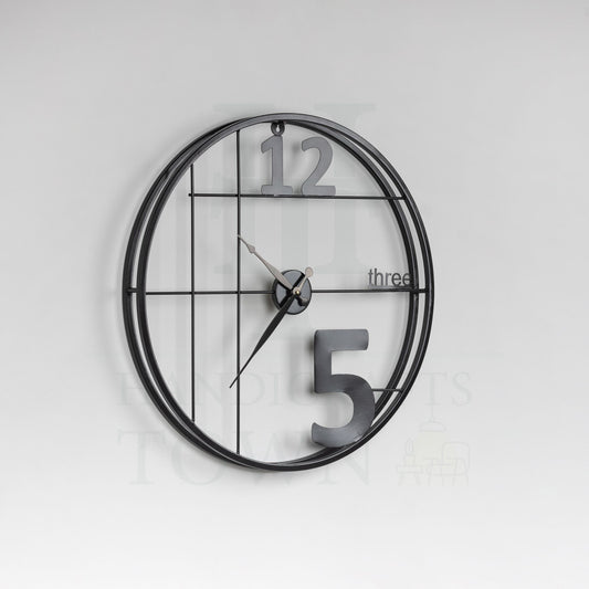 Alphabetic Black Metal Wall Clock