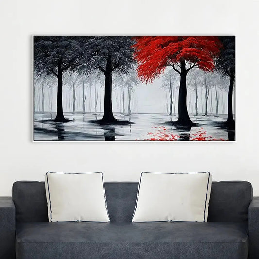 Red Tree of Contrast Wall Painting