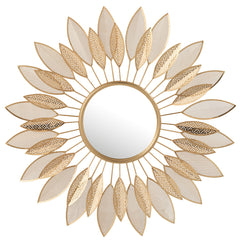 Golden Metal Leave Wall Mirror Golden Metal Leave Wall Mirror