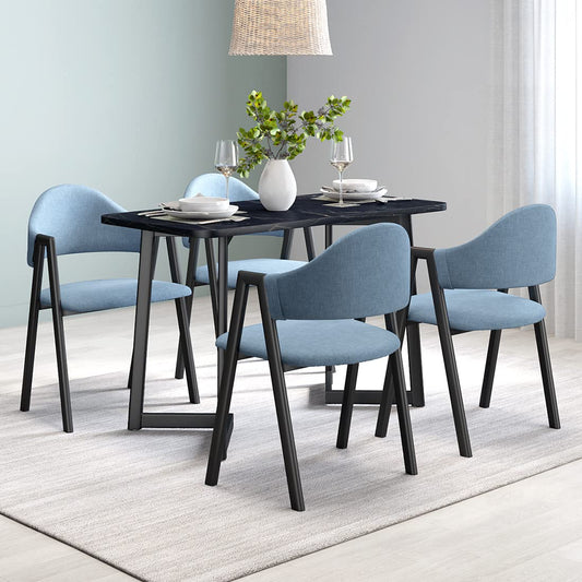 Nova Black Metal Dining Table with 6 Chairs