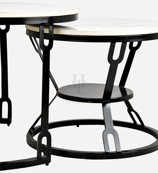 HT Modern Black Coffee Table with Metal Frame