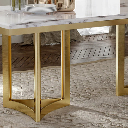 Amalgam Metal Marble Dining Table  chairs