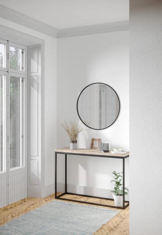 33″ Black Round Mirror