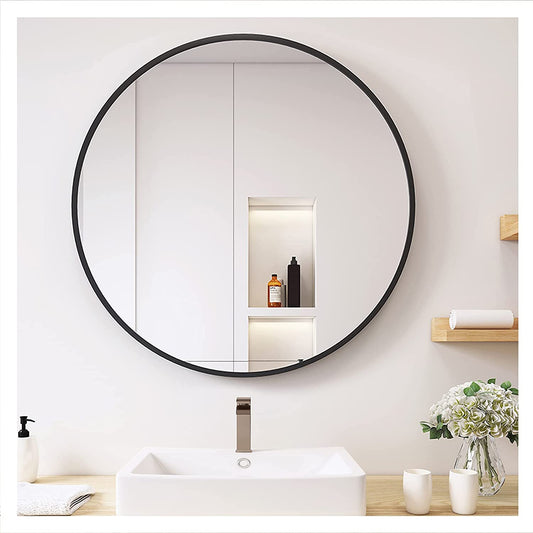 20″ Black Round Mirror