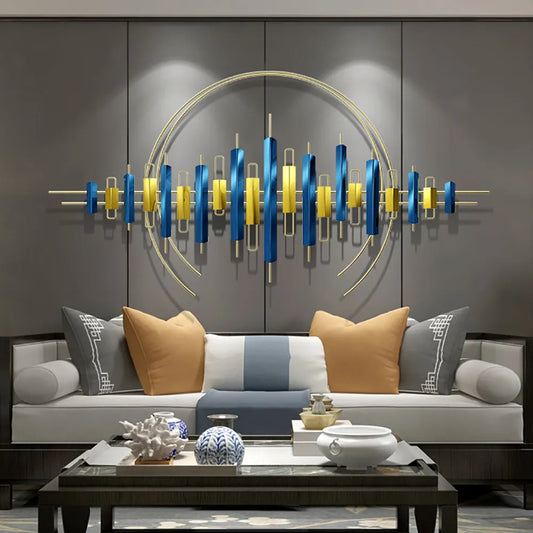 Blue And Gold Abstract Metal Wall Art