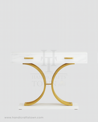 White & Gold Curve Console Table