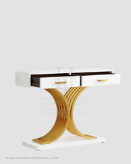 White & Gold Curve Console Table