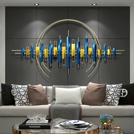 Blue And Gold Abstract Metal Wall Art