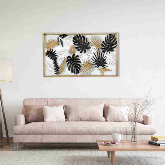 Monstera Leaves Frame Metal Wall Art