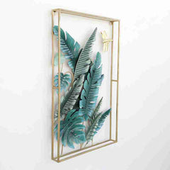 Green And Golden Frame Metal Wall Art