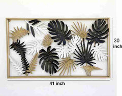 Monstera Leaves Frame Metal Wall Art