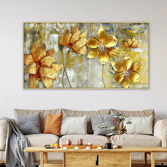 Golden Bloom Wall Painting