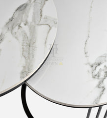 White Marble Nesting Tables Black