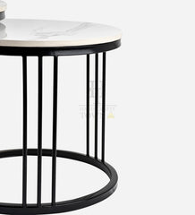 White Marble Nesting Tables Black