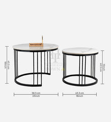 White Marble Nesting Tables Black