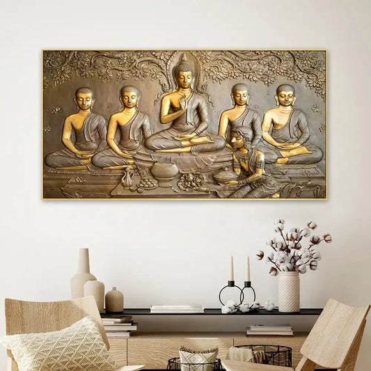 Meditating Buddhas Wall Painting