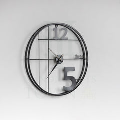 Alphabetic Metal Round Wall Clock (Black)