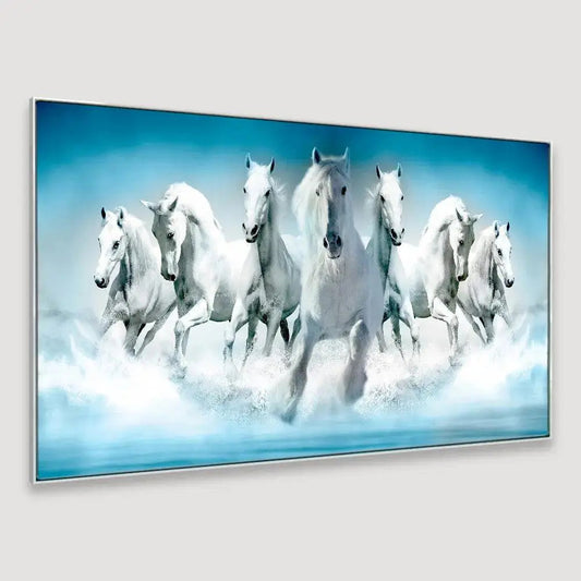 Seven white Horses Wall Painting