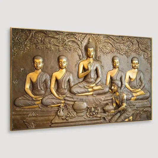 Meditating Buddhas Wall Painting