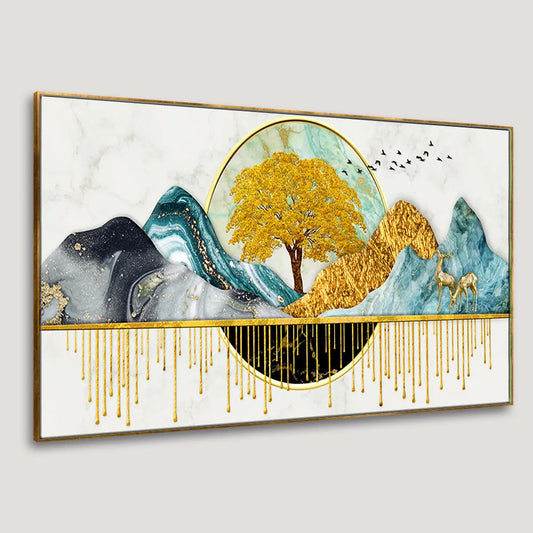 Golden Tree Wall Painting