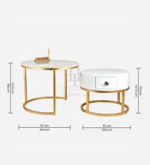 Artus marble and wooden Nesting tables with storage