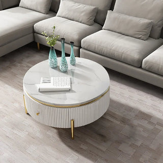Modern round coffee table storage