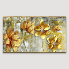 Golden Bloom Wall Painting