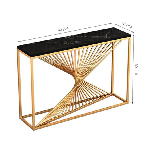 Swirlstar Metal Console Table With Black Marble