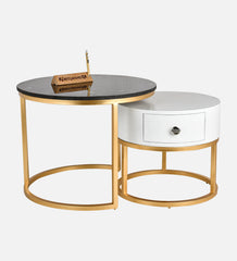 Ivey Nesting Tables With Storage With Black Marble