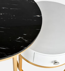 Ivey Nesting Tables With Storage With Black Marble