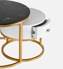 Ivey Nesting Tables With Storage With Black Marble