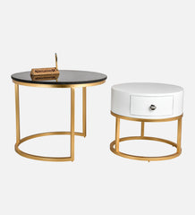 Ivey Nesting Tables With Storage With Black Marble