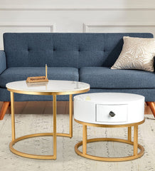 Artus marble and wooden Nesting tables with storage