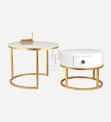 Artus marble and wooden Nesting tables with storage