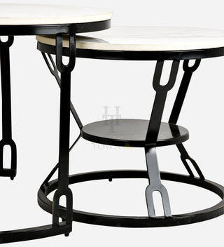 HT Modern Black Coffee Table with Metal Frame
