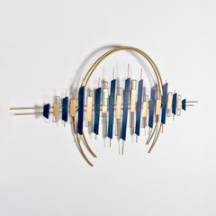 Blue And Gold Abstract Metal Wall Art