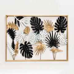 Monstera Leaves Frame Metal Wall Art