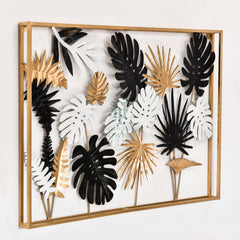 Monstera Leaves Frame Metal Wall Art