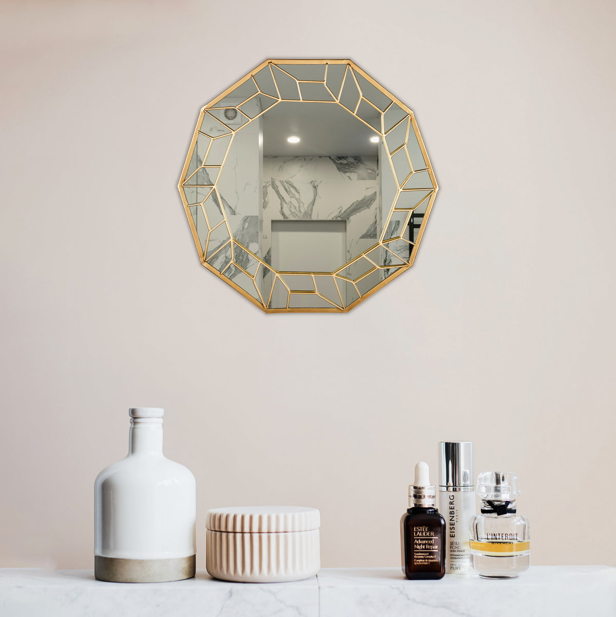 Octagonal Gold Wall Mirror