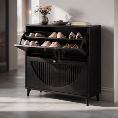 Enso Fluted Wooden Shoe Cabinet