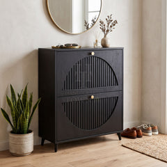 Enso Fluted Wooden Shoe Cabinet