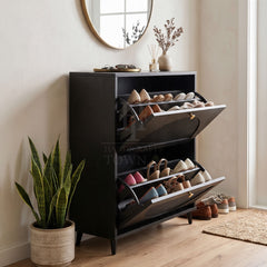 Enso Fluted Wooden Shoe Cabinet