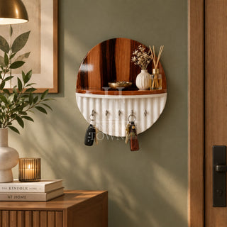 Walnut Halo Key Holder & Shelf