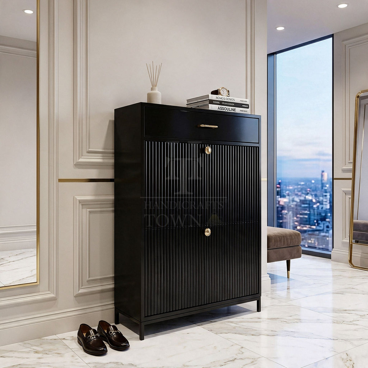 Linear Onyx Shoe Cabinet