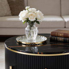 Belly Modern Round Coffee Table With Storage Black