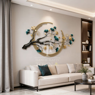 Tree In A Half Moon Wall Decor Metal Wall Art