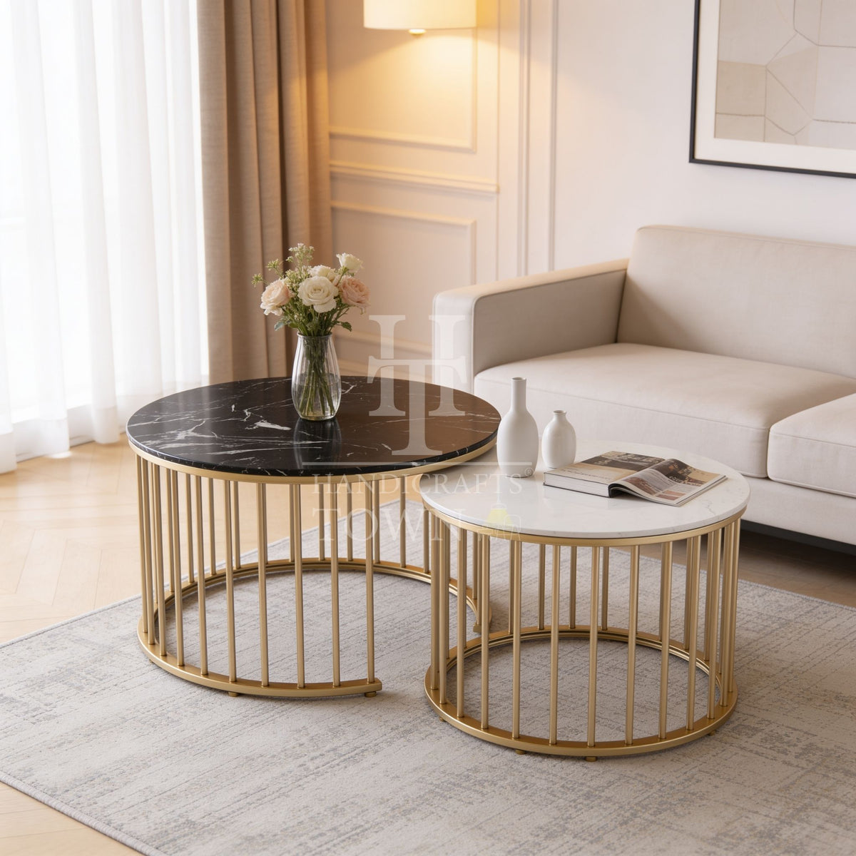 Black & White Marble Nesting Tables