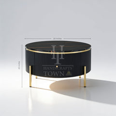Belly Modern Round Coffee Table With Storage Black