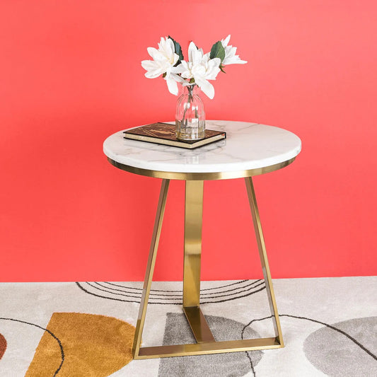 White And Golden End Table